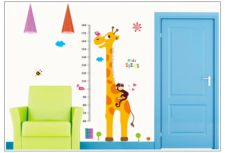 

Wall Sticker Home Decor Height Measure Giraffe Removable Map Wall Poster Wallpaper 9092