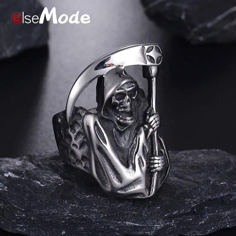 Кольцо ELSEMODE из нержавеющей стали 100% 316L с изображением черепа Хелла смерти для