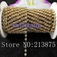 free shipping ss18 4 3mm 10yards clear aaa crystal rhinestone close gold chain trims wedding dresses garment accessories