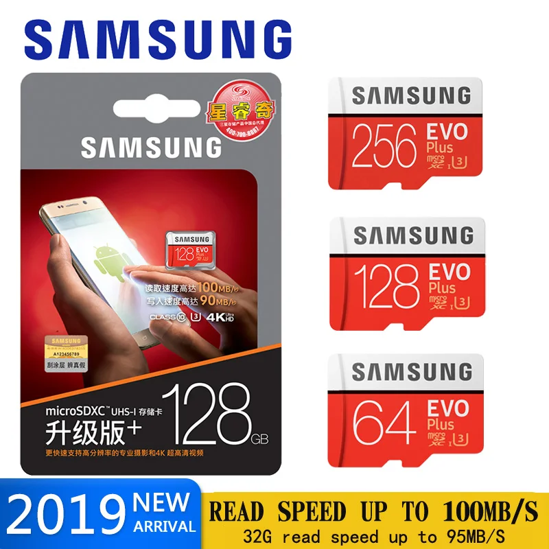 SAMSUNG micro sd карта памяти 64 ГБ EVO+ U3 128 ГБ 256 ГБ 512 Гб класс 10 micro sd карта 32 Гб microSD UHS-I TF карта для телефона