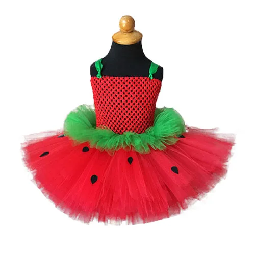 just dress Красное, зеленое платье-пачка с клубникой для девочек, детские платья для первого дня рождения и фотосессии, детский Карнавальный костюм для выступлений - Цвет: just dress
