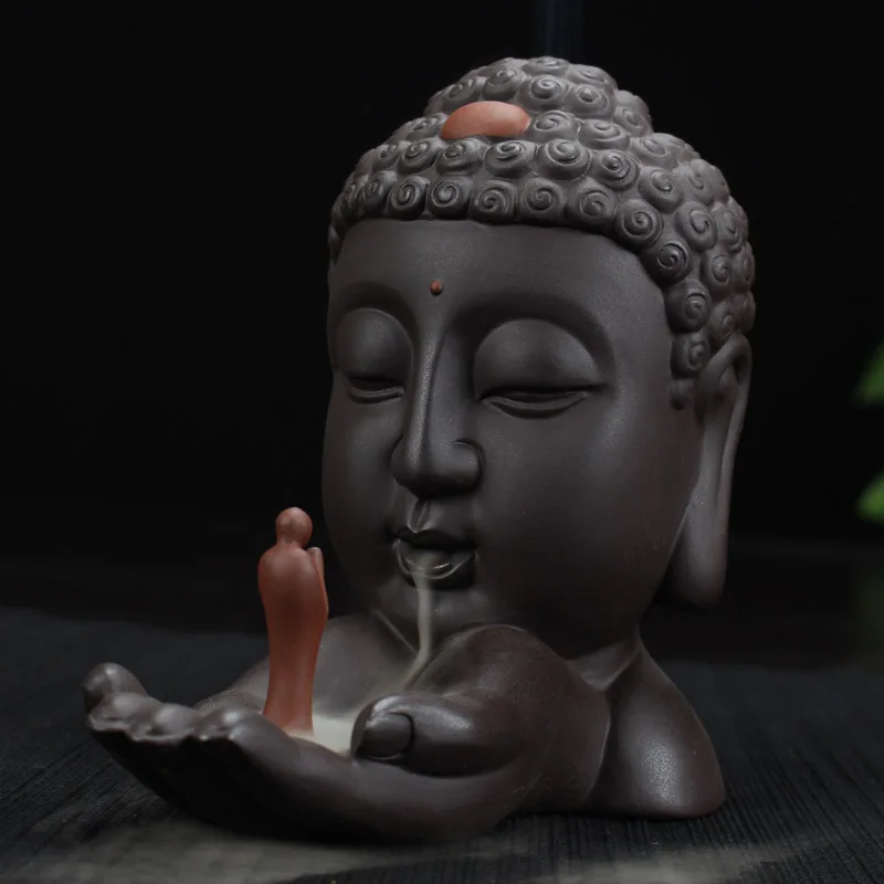 

Backflow Incense Burner Creative Home Decor Ceramic Buddha Incense Holder Buddhist Censer Zen Meditation Satan Table Z277