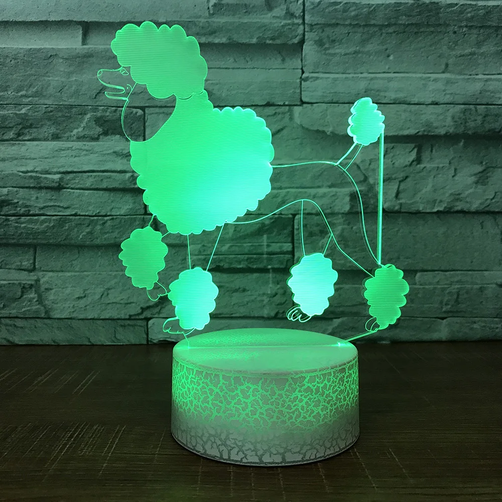 

Креативная лампа, 3D Визуальный светодиодный для детей, сенсорная кнопка, USB, пудель, ночник, настольная лампа, детсветильник светильник для с...