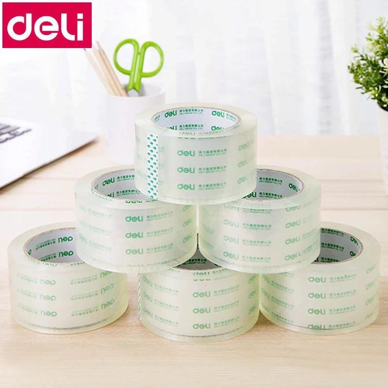 6 шт./лот Deli упаковочная лента 60 мм * 100y(91 м) 50 мкм и 48 150 мх45 прозрачная желтая