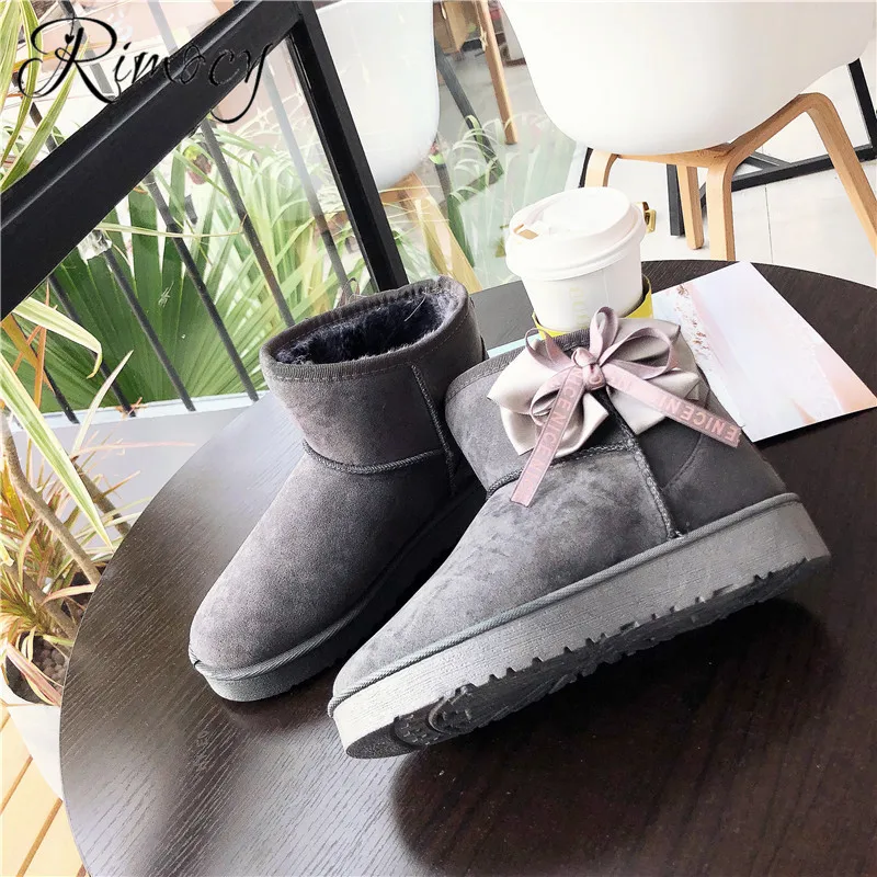 Rimocy/Элегантные женские ботильоны из флока с круглым носком botines mujer зимние