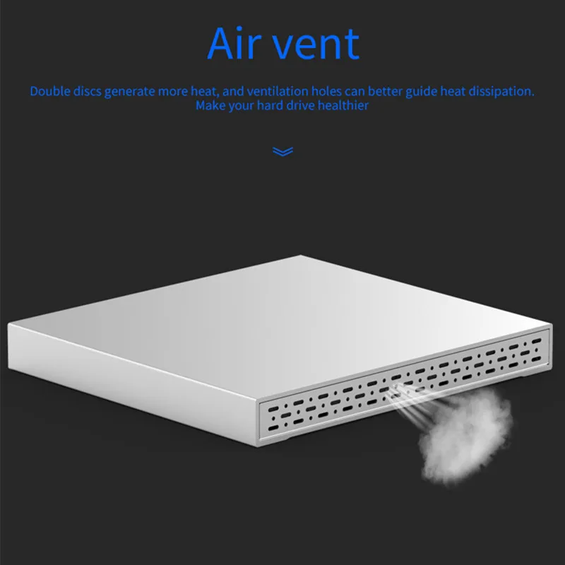 Dual Hard Disk Array Cabinet 2.5'' Hard Disk Array with RAID Function 4 Modes USB3.1 Type C Disk Array Box 2 Bay Data Backup