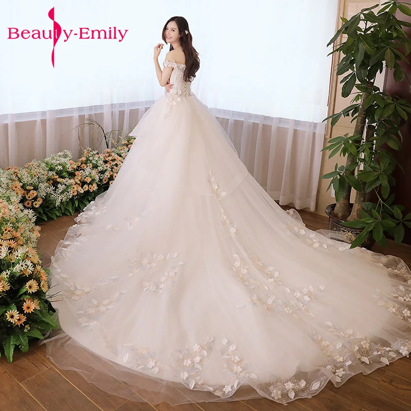 Платье на шнурках Beauty Emily белое платье свадьбу с цветочным принтом и шлейфом