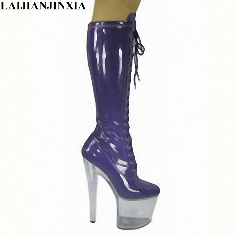 LAIJIANJINXIA Sexy Faux Leather Thigh Shoes Platform Shoes 2018 Ladies Shoes Lace Up Long Platform Boots Women Dance Shoes B-009