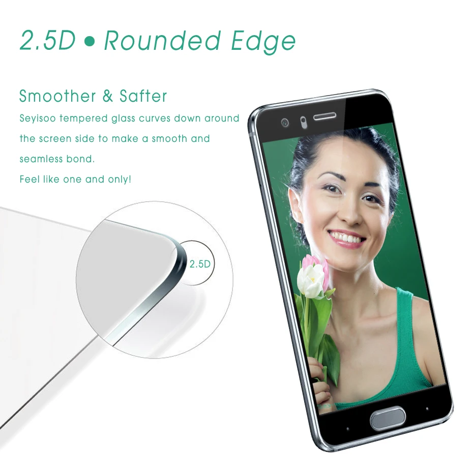 

[2 Pack] 100% Original Seyisoo 2.5D 9H 0.3mm Safety Full Cover Tempered Glass Screen Protector For Huawei Honor 9 Honor9 Film