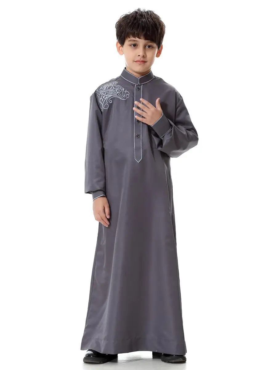 Рамадан мальчик арабский халат Дети с длинным рукавом juba тюбэ Emboridery Saudi