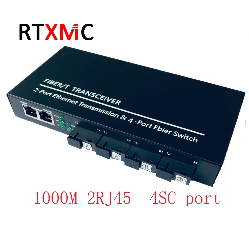 10/100/1000 м Gigabit Ethernet коммутатор волокно оптический Media Converter одиночный режим 1,25 г 1000 м 2RJ45 4SC порты и разъёмы 2UTP один волокно mc