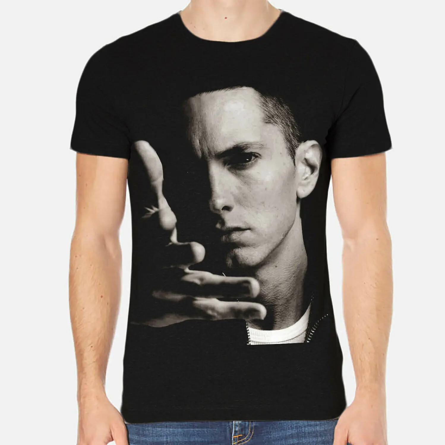 Мужская футболка с принтом Eminem качественная круглым вырезом и коротким рукавом 3