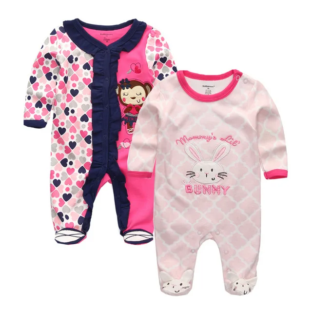 39 2 pieces/lots Newborn Footie Baby girl boy clothes long sleeve Cotton print New born Roupas de bebe pajamas 0-12 months - Цвет: 39
