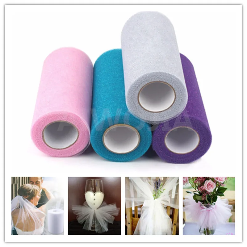 Тюль рулон 22 м * 15 см хрустальный органза ткань пачка мягкая Свадьба Рождество