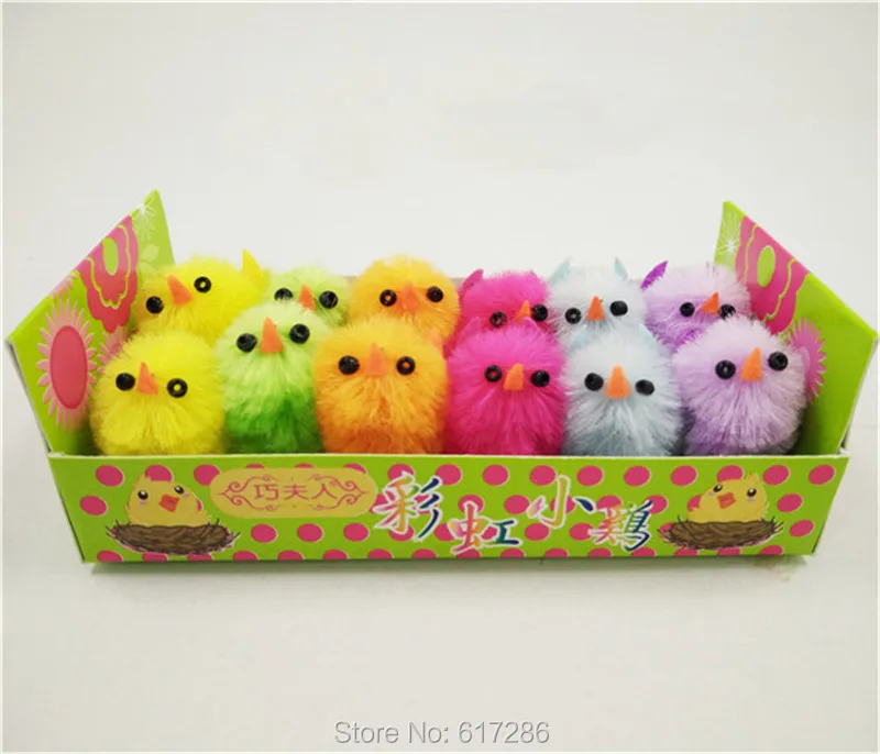 

Easter Chicken Easter chick Pack of 48 pcs Chenille Chicks Multicolor Easter Ornament 2.5cm High