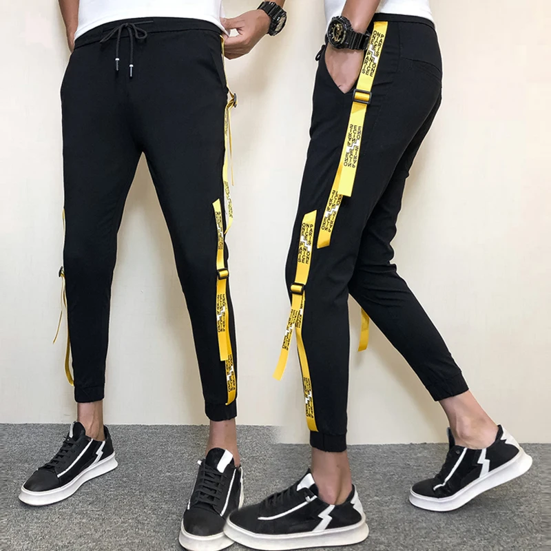 Летние мужские брюки мода 2019 облегающие повседневные для мужчин уличная боковая