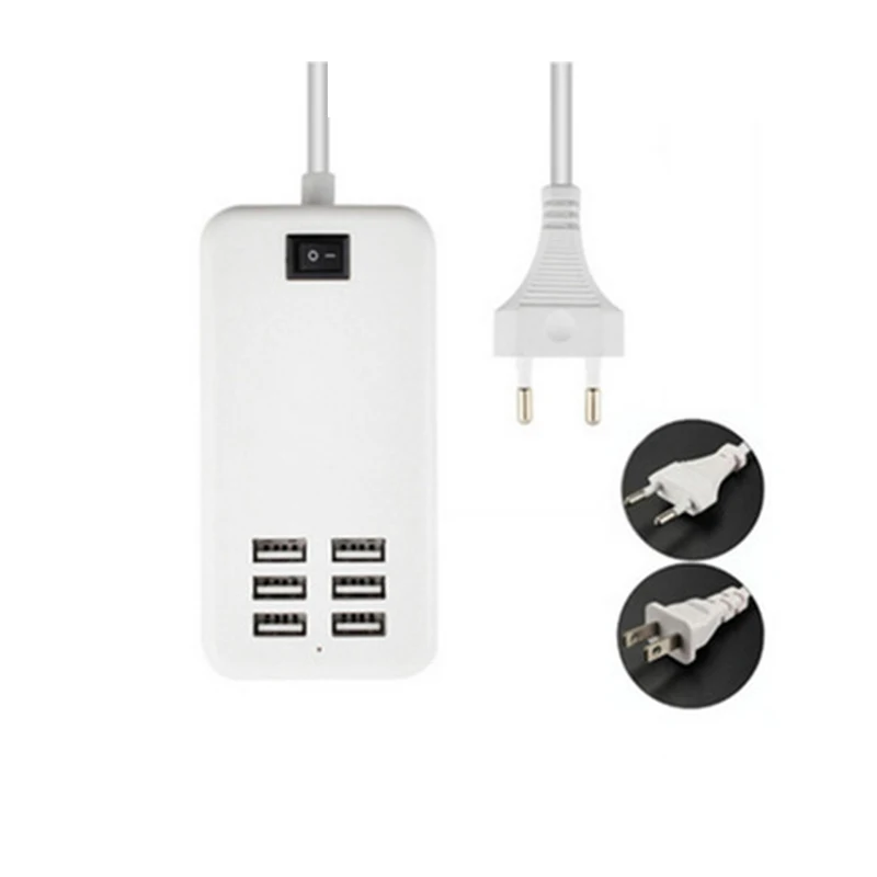 30W USB Charger 6 ports Table Smart with LED Light 1.5m cable 5V/6A Fast Charging for all smart phones EU US UK optional | Электроника
