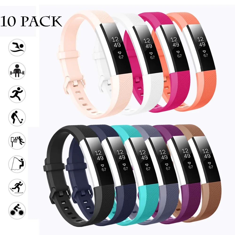 10 упаковок силиконовых ремней для Fitbit Alta HR многоцветные сменные браслеты Для
