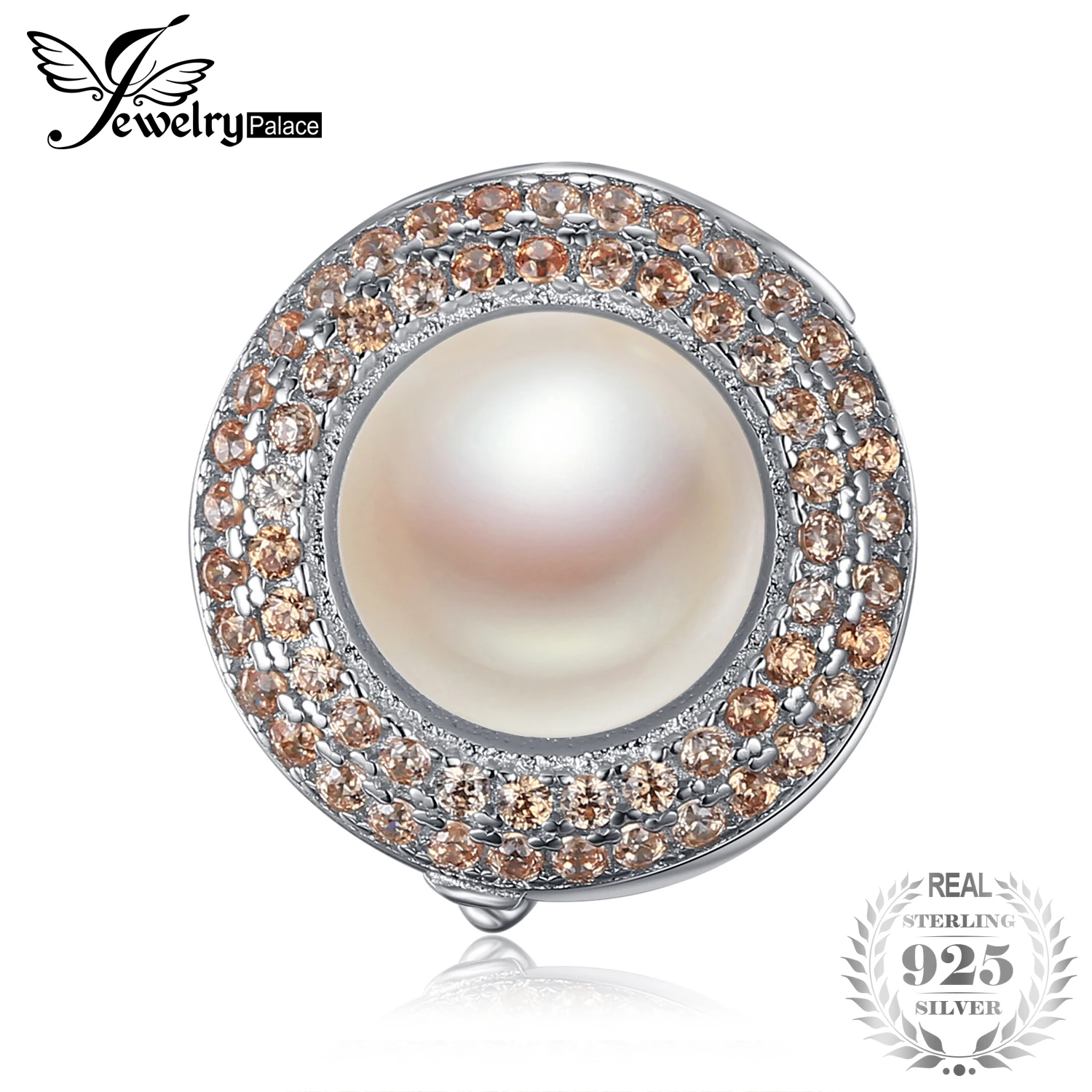 JewelryPalace полые цветок круглой огранки Halo жемчуг серо-коричневый кубического