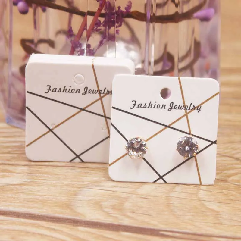 

100pcs 3x3cm White Paper with Colorful Jewelry Display Earring Stud Cards Hang Favor Label Tag Jewelry Making Diy Accessories