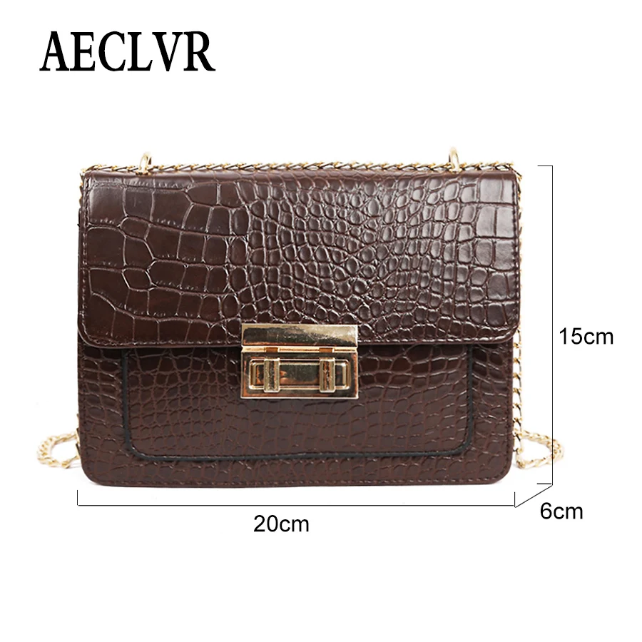 AECLVR одноцветные сумки через плечо из искусственной кожи аллигатора для женщин