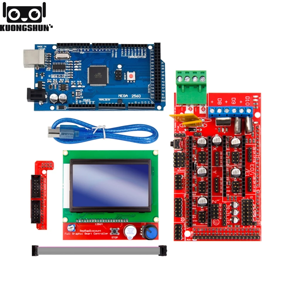 Excellent Mega 2560 R3 Mega2560 REV3 +RAMPS 1.4 Controller +RAMPS1.4 LCD 12864 for 3D Printer kit |