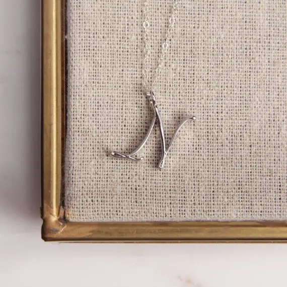 Cursive Script Initial N письмо ожерелье Монограмма буква имя для личных подарков ювелирные