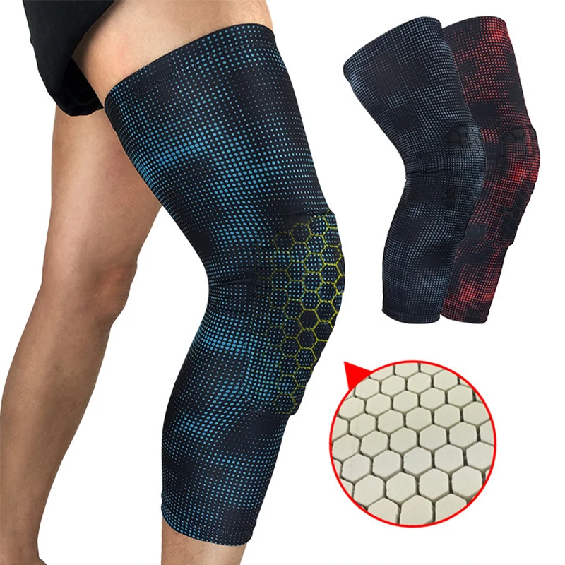 

1pc Fitness Sports Kneepad Printed Dots Volleyball Basketball Honeycomb Paded Knee Leg Sleeve Protection Knee Pads Support Men