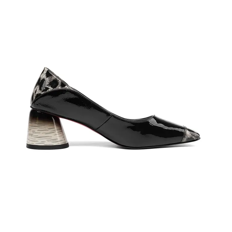 

MLJUESE 2019 women pumps Soft Cow leather slip on mixed color autumn spring square toe high heels party wedding size 34-41