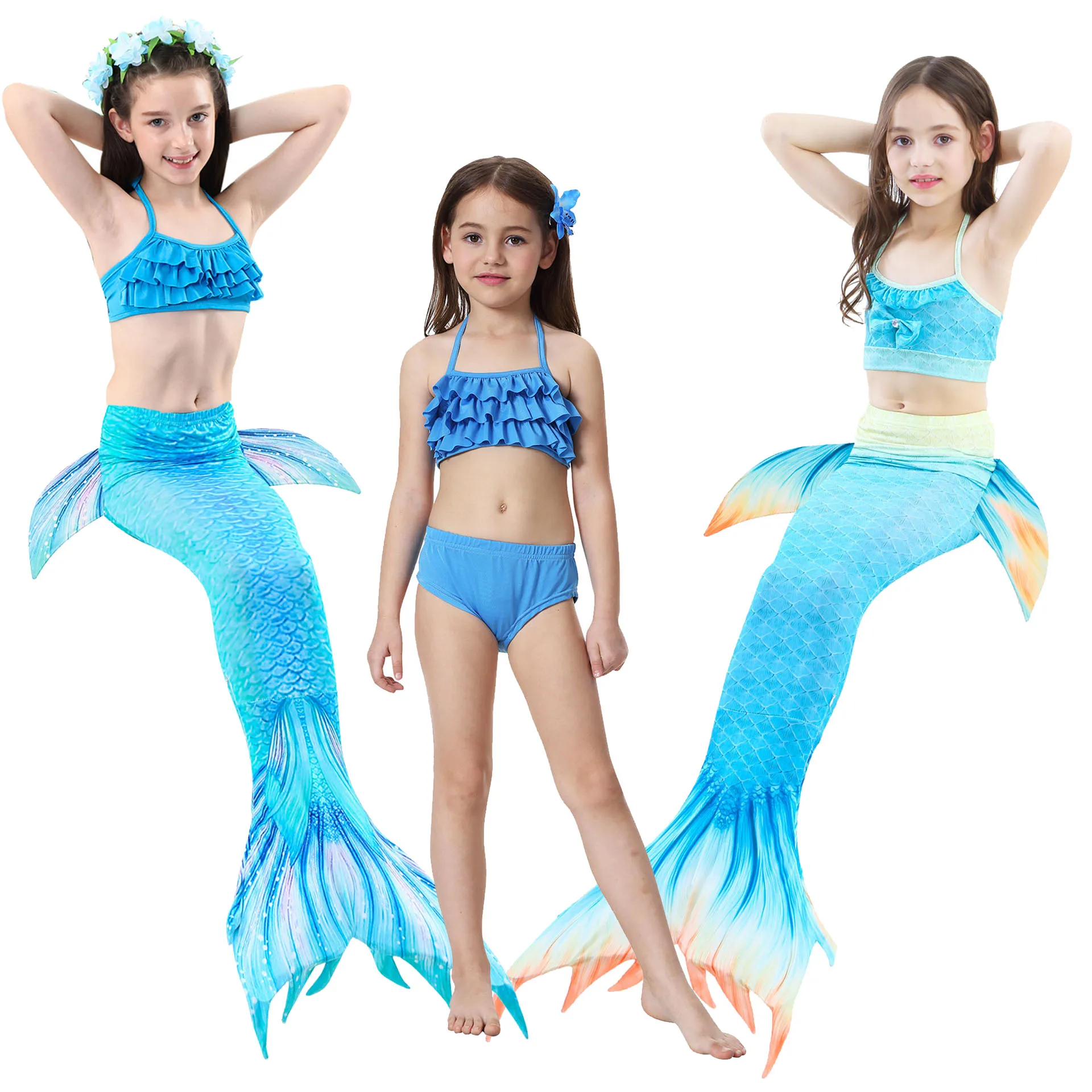 Kids Mermaid Swimsuit Girls Bikini Set Children's Costume Tails Fin Bathing Suit Summer Beach Dress Swimming Cosplay | Детская