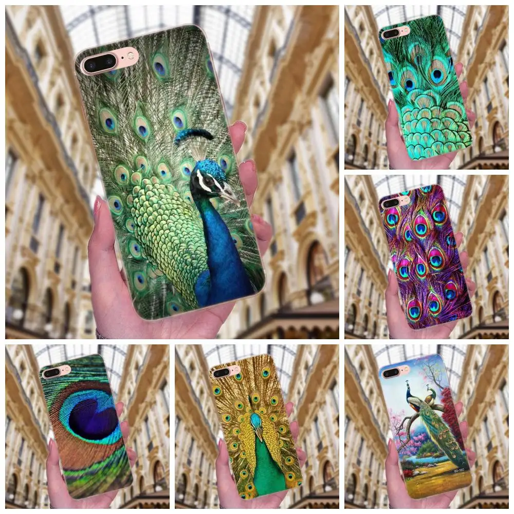 Красивые синие и зеленые перья павлина для Huawei P7 Honor 4C 5A 5C 5X 6 6C 6A 6X 7 7X 8 9 V8 V10 Y3II Y5II Y6II
