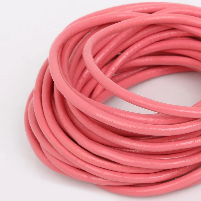 (Диаметр 3 мм) 5 метров разноцветный круглый шнур из натуральной кожи ожерелье