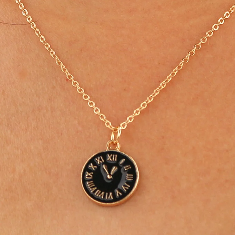 

Fashion Cute Tiny Time Clock Pendant Necklace For Women Gold Chain Choker Necklace Lady Girl Bijoux Jewelry Wedding Gift