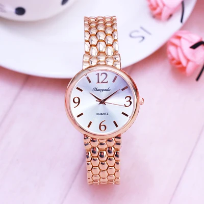 rose gold Женские офисные часы из розового золота и нержавеющей стали, Роскошные Кварцевые наручные часы для девушек, Электронные Водонепроницаемые Часы-браслет - Цвет: rose gold