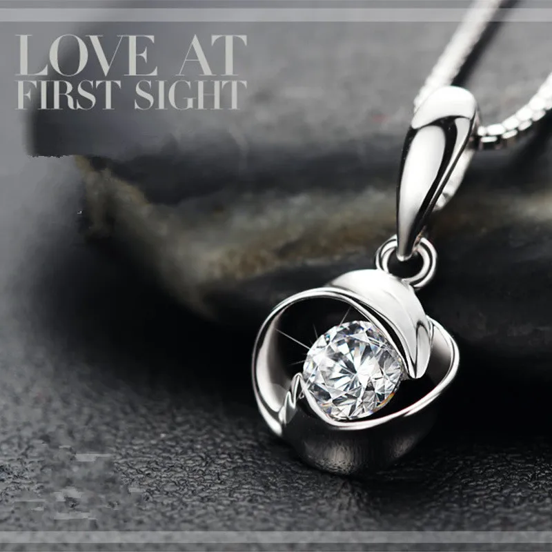 

Оптовая Продажа 925 серебро модная блестящая обувь с украшением в виде кристаллов круглые женские кулон ожерелье ювелирные изделия женские ...