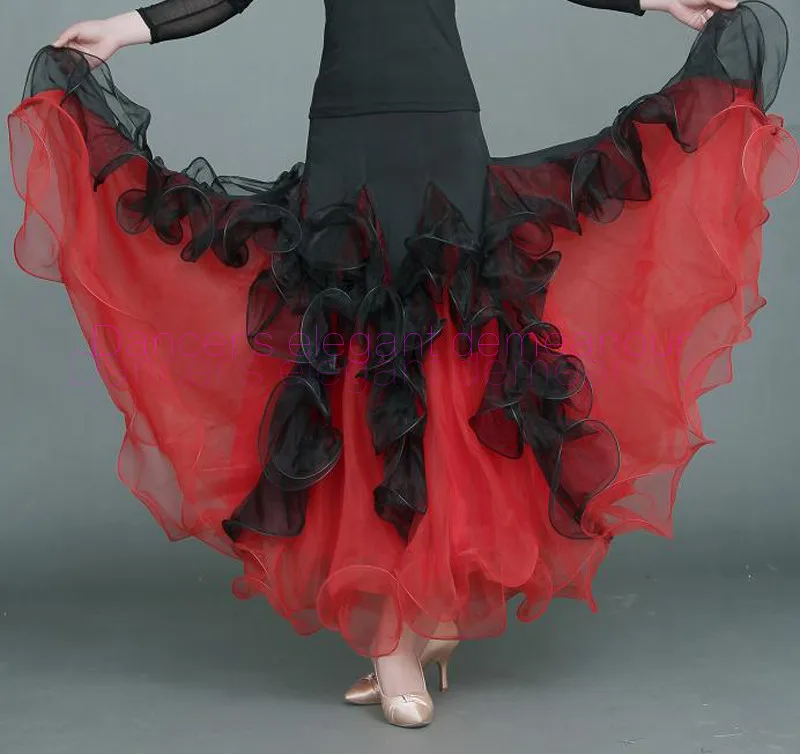 Новинка костюмы для бальных танцев сексуальные газовые гофрированные длинные