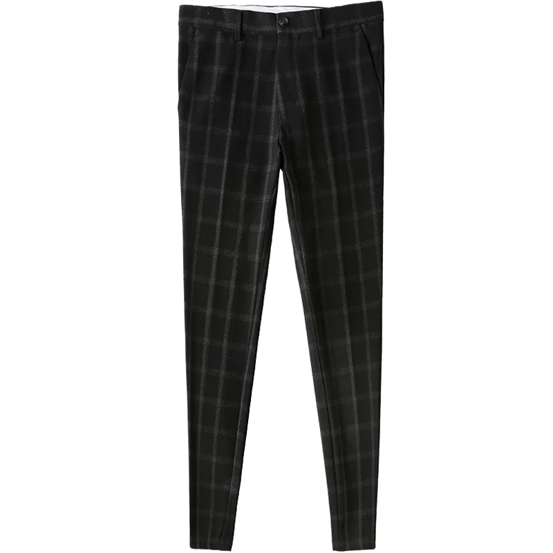 Клетчатые брюки мужские Pantaloni Tuta Uomo деловые штаны для узкие формальные офисные