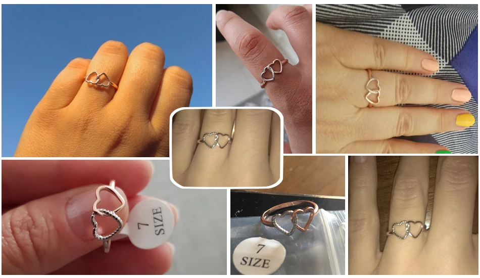 ORSA JEWELS, настоящее 925 пробы, серебряные женские кольца, уникальный дизайн с двойным сердцем, романтическое кольцо, модное ювелирное изделие, подарок для девочки SR65