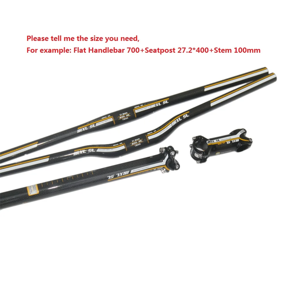 

Bicycle Bike Handlebar RXL SL Carbon Fiber MTB Handlebar Bicycle Stem+ Carbon seatpost + Flat/Riser Mountain Bike Bar