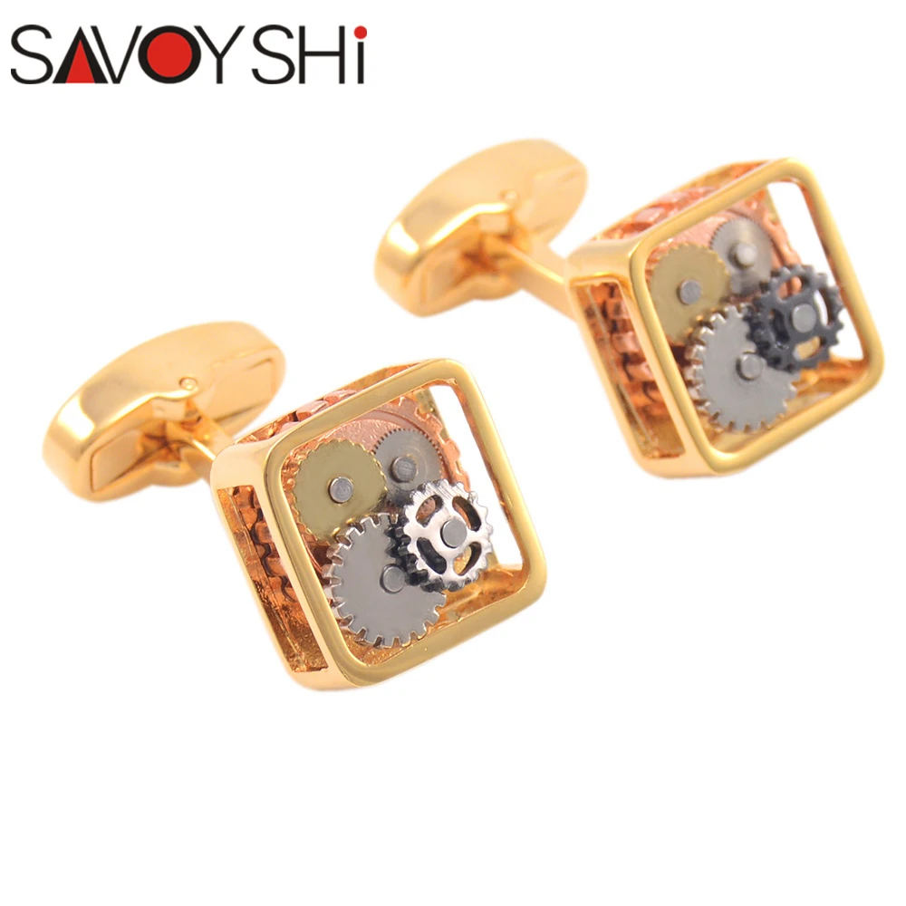 SAVOYSHI мужские футболки золотого цвета запонки аксессуары Подарки роскошные