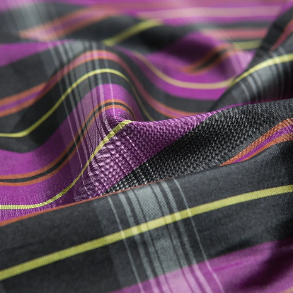 Пряжа окрашенная в фиолетовый клетку/полосатая ткань из чистого шелка dupion шитье