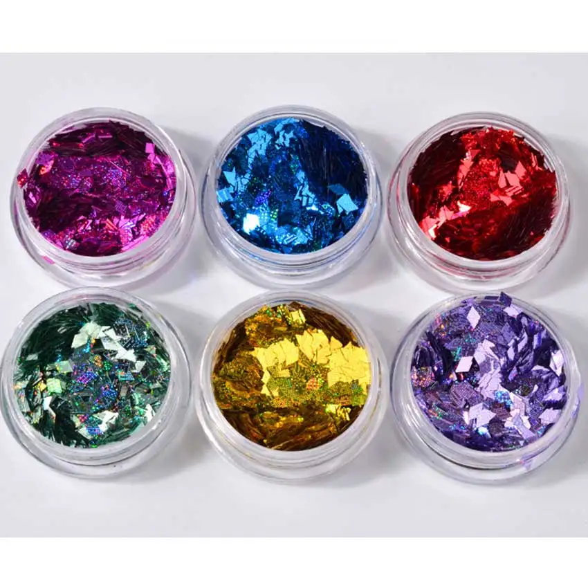 6 Boxes Colorful Rhombus Nail Art Sequins Holographic Silver Gold 3D Manicure Decoration | Красота и здоровье