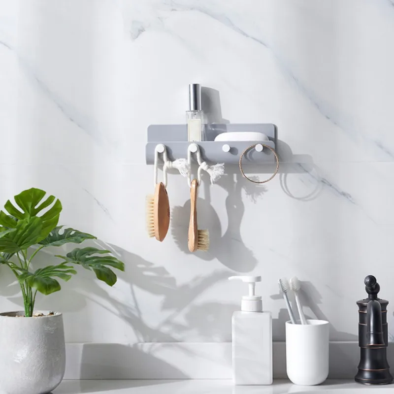 Bathroom Organizer 3 Colors Glue No Nail Wall Key Hanger Entrance Storage Racks | Дом и сад
