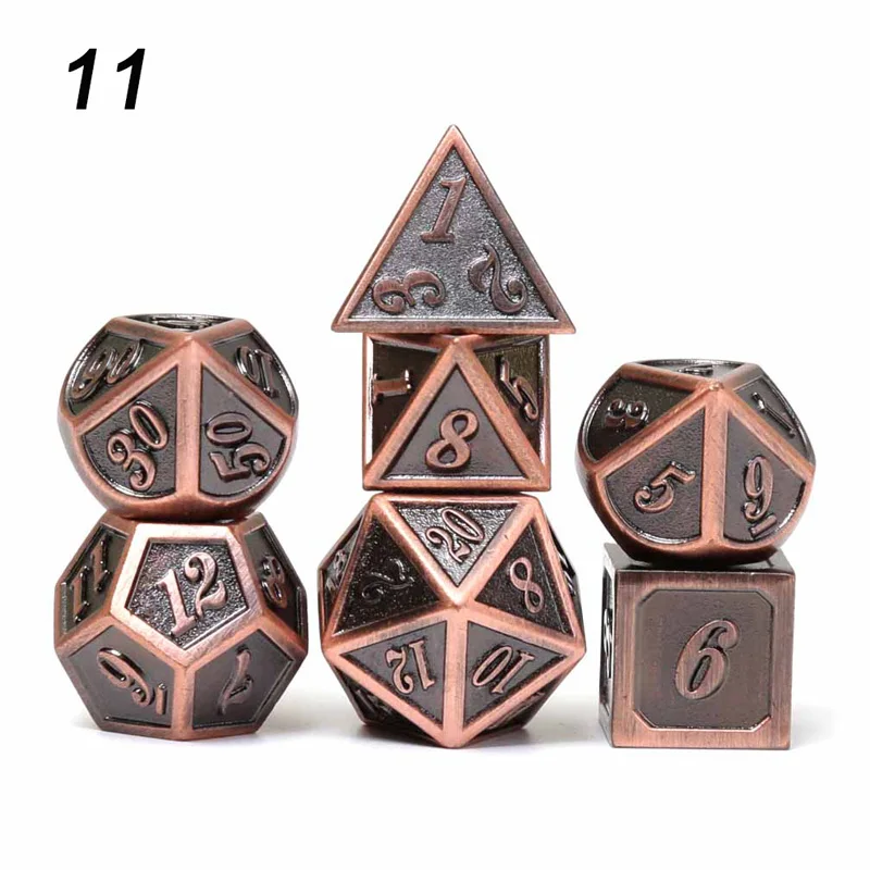 11 Chengshuo игральные кости DND Металл РГП набор многогранных подземелья Дракон d20 10 6 8 12 синий настольные игры цинковый сплав зеленый цифровой рисунок кости - Цвет: 11
