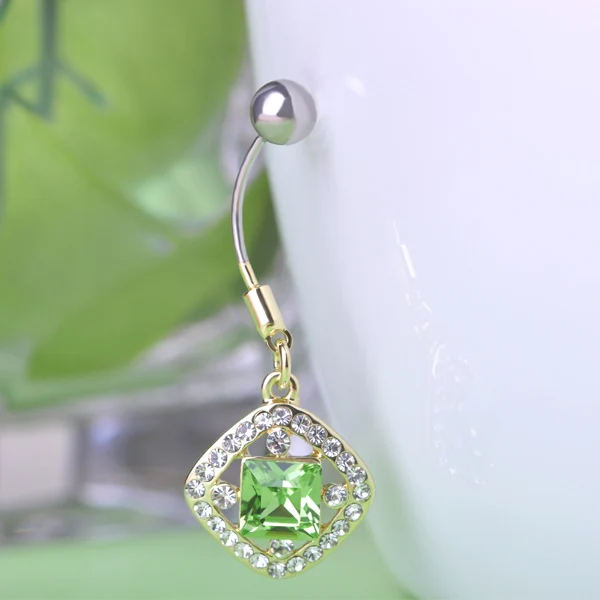 Кольцо для пирсинга живота из нержавеющей стали с камнем аксессуары кнопок 16G 1 2