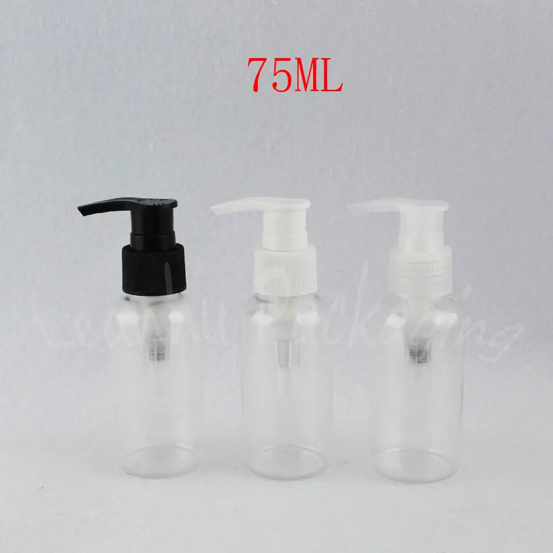 75ML Transparent Plastic Bottle With Lotion Pump , 75CC Lotion / Shampoo Sub-bottling , Empty Cosmetic Container ( 50 PC/Lot )