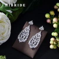 hibride latest fashion aaa cubic zirconia long drop dangle earrings women party accessories pendientes mujer mod 2019 e 432