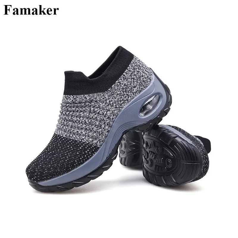 Famaker/2019 модная женская обувь больших размеров с дышащей сеткой повседневная