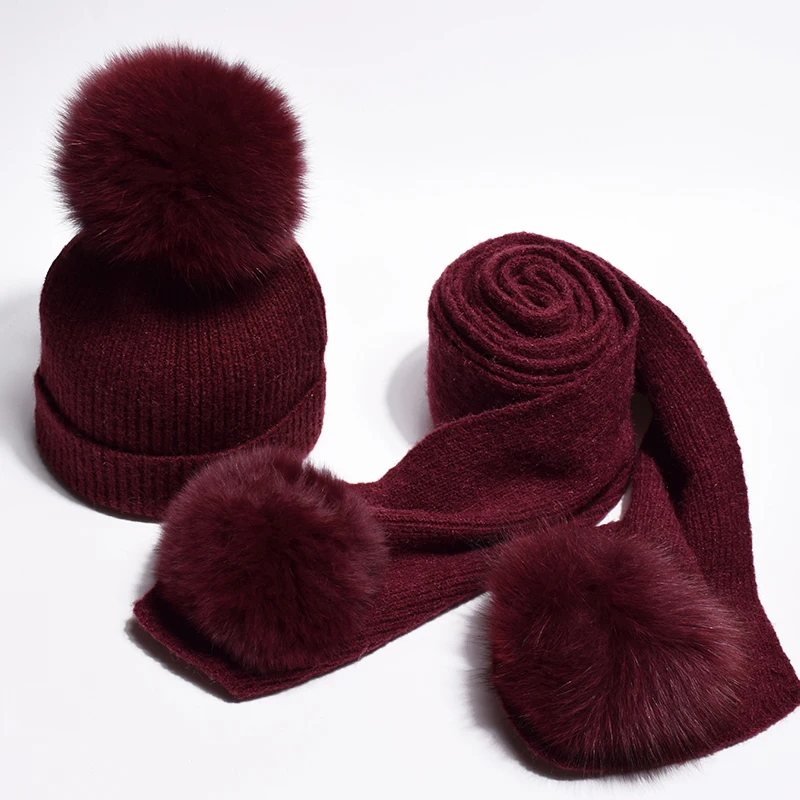 MNKNCL женская зимняя шапка и шарф модный кашемировый лисица высокого качества с