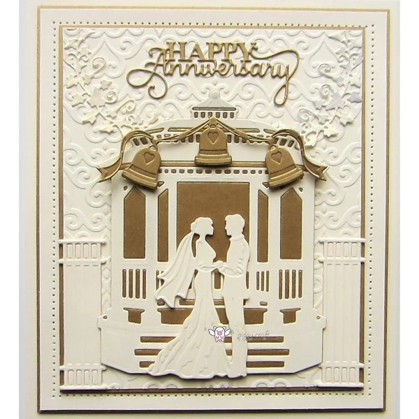 Piggy Craft metal cutting dies cut die mold Bride and groom lovers Scrapbook paper craft knife mould blade punch stencils dies